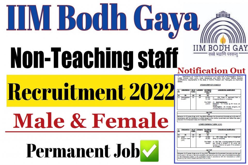 IIM Bodh Gaya Bihar Recruitment 2022  NT Staff Vacancy Notification 