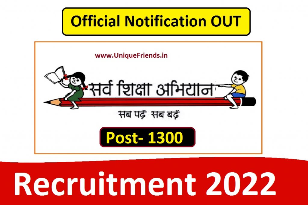 SSA Gujarat Recruitment 2022  1300 Vacancies for Teacher Posts Eligibility