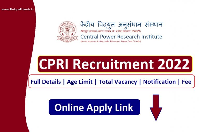 CPRI MTS Recruitment 2022 Notification Released for 65 Various Posts Apply Online at cpri.res.in