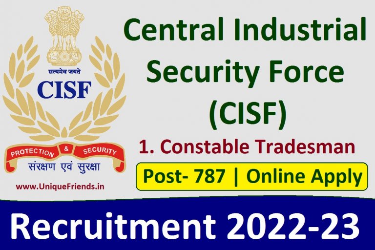 CISF Constable Tradesman Recruitment 2022 Online Apply For 787 Post Notification @cisfrectt.in