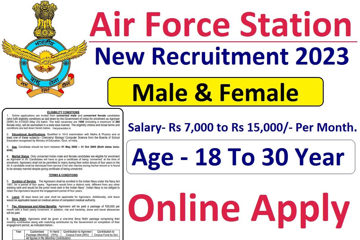 Air Force Station Recruitment 2023 For Apprentice Post at agnipathvayu