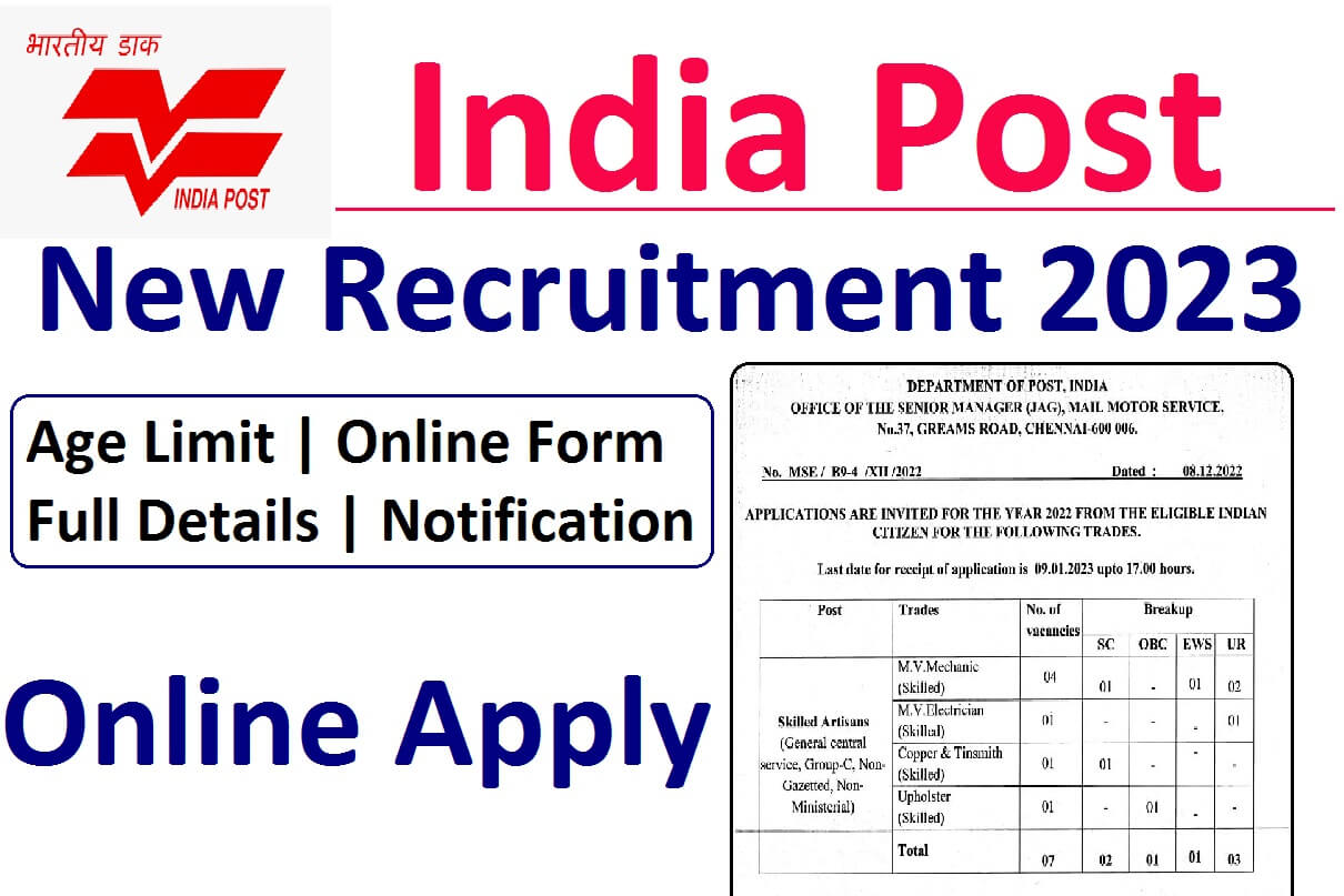 India Post Recruitment 2022-23 for Group C Posts, Download Notice