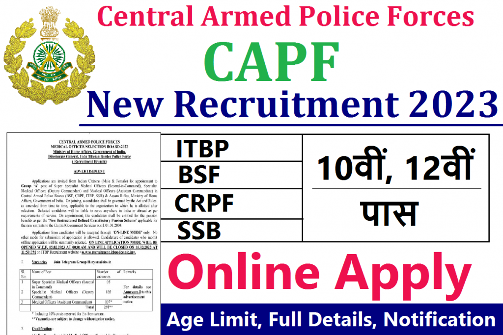 CAPF Medical Officer Recruitment 2023 » Apply Online 297 Post Notification 