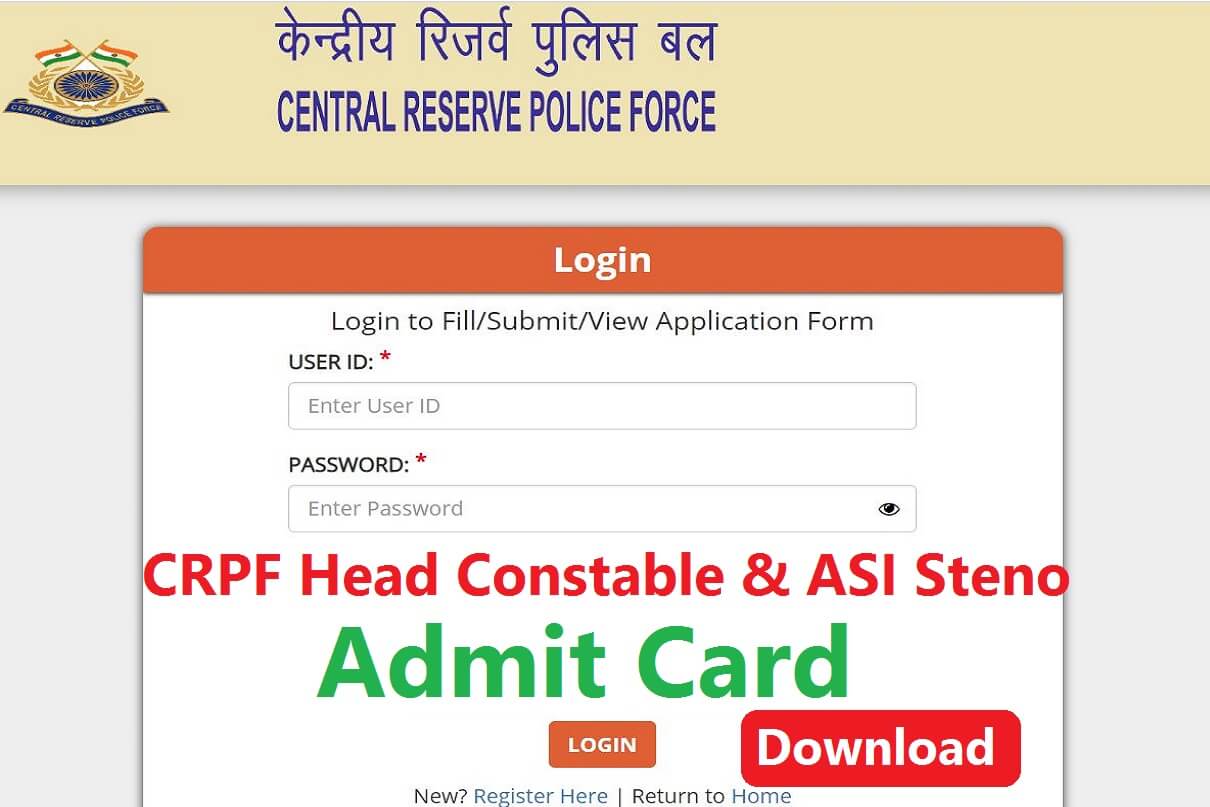 CRPF Head Constable Admit Card 2023 Ministerial, ASI Steno Download CBT Call Letter @crpf.gov.in