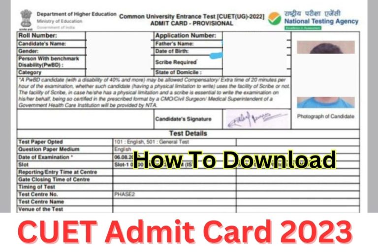 CUET Admit Card 2023 Download Link CUET Exam City Intimation Slip 2023