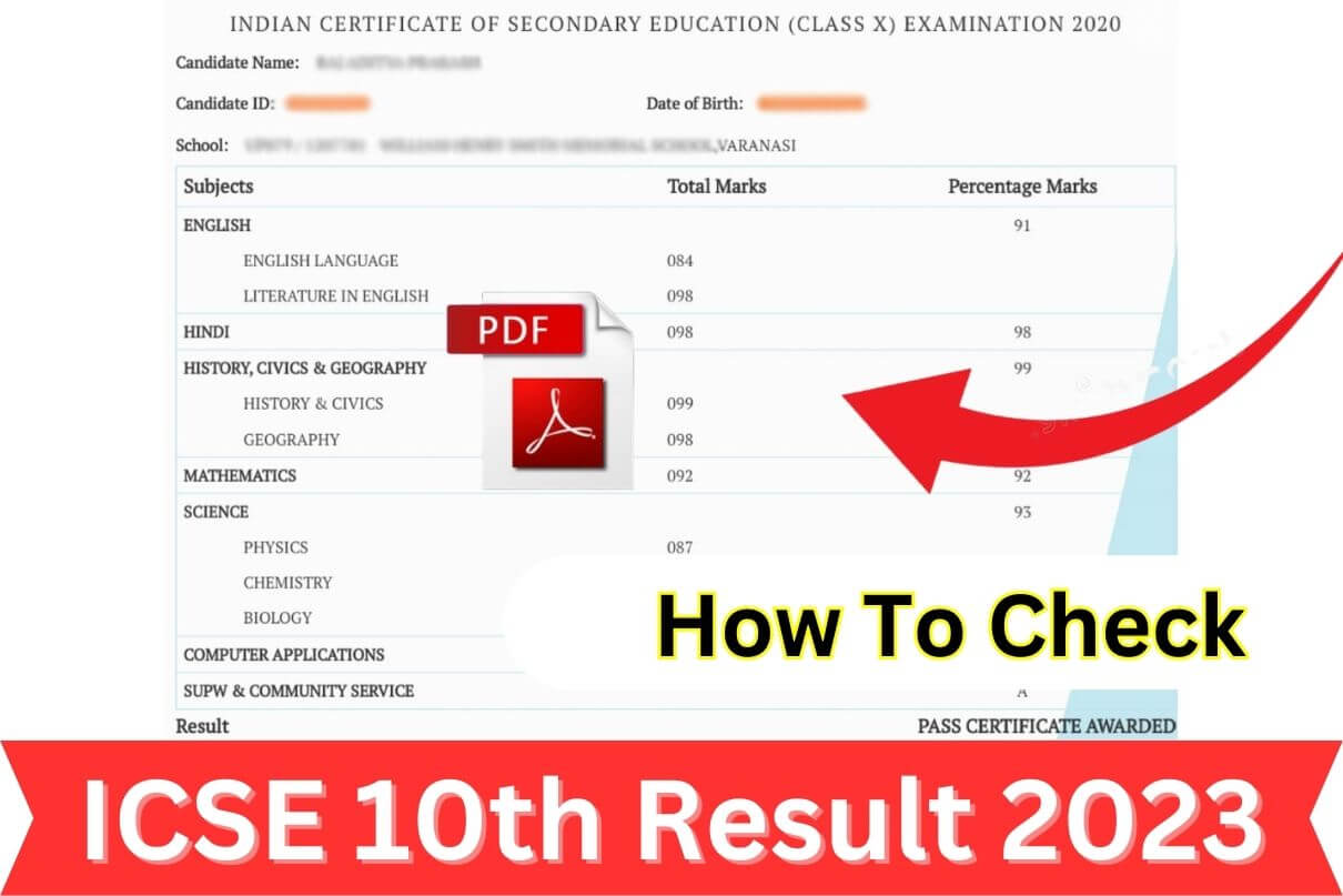 ICSE 10th Class Result 2023 Link, ICSE Board Result Date