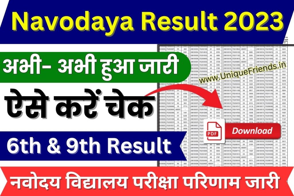 Navodaya Result 2023 Class 6 Date, Link Check JNV Result Download
