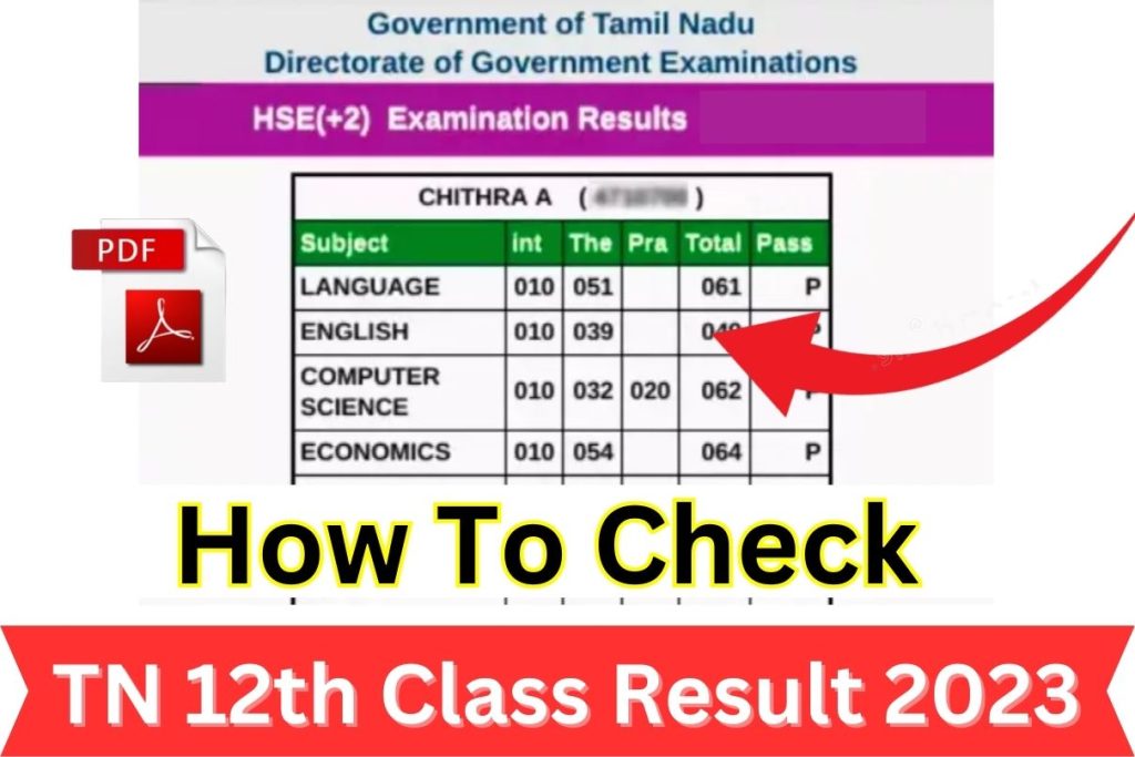 tnresults.nic.in 12th Result 2023 Link, TN 12th Class Result 2023 Download