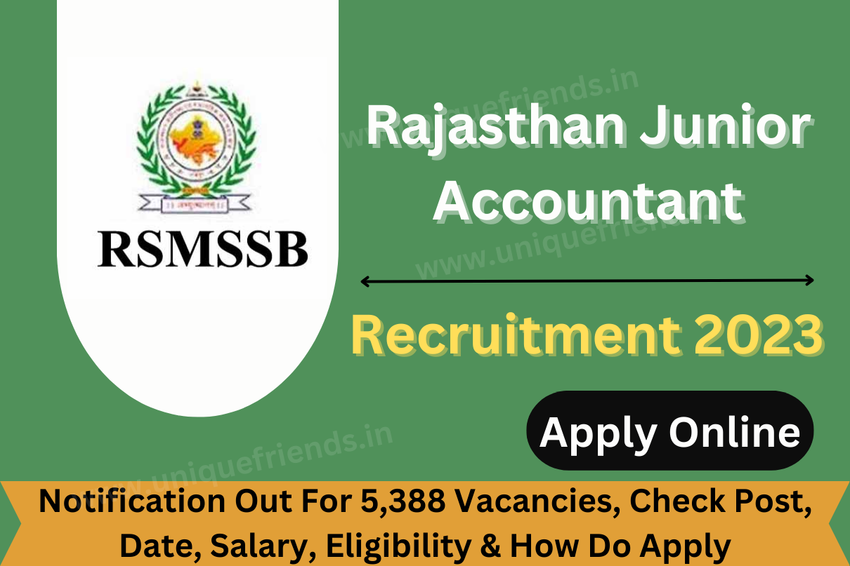 Rajasthan Junior Accountant Recruitment 2023, Notification Out For ...