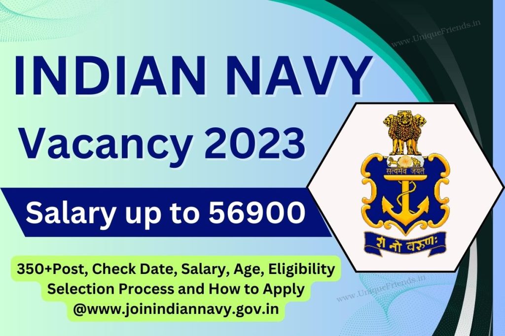 Indian Navy Vacancy 2023: Salary up to 56900, 350+Post, Check Date, Salary, Age, Eligibility Selection Process and How to Apply @www.joinindiannavy.gov.in