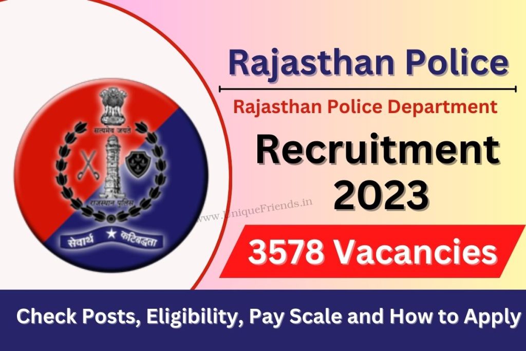 Rajasthan Police Constable Recruitment 2023 3578 Vacancies, Check Posts, Eligibility, Pay Scale and How to Apply
