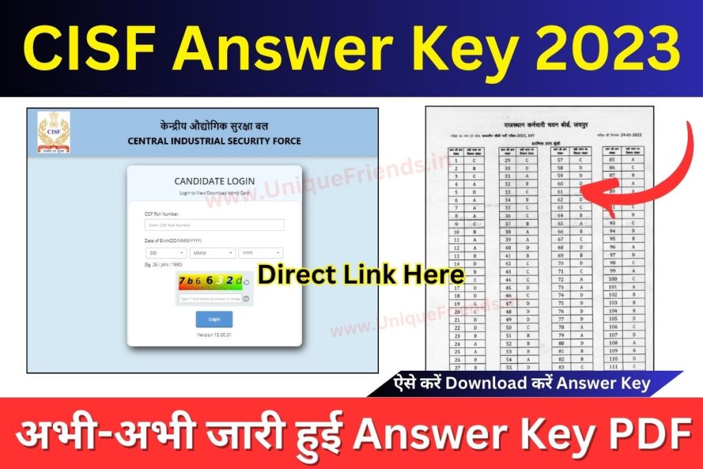 CISF Constable Fireman Answer Key 2023 PDF Question Paper PDF Download Link Released