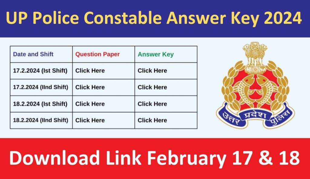 UP Police Constable Answer Key 2024 Download Link February 17 (Available Now)