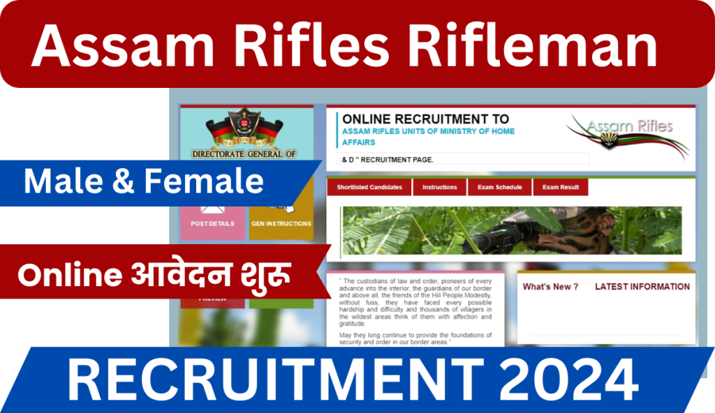 Assam Rifles Rifleman Recruitment 2024 Notification and Online Application Form