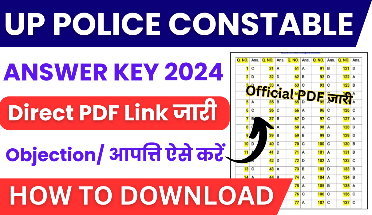 UP Police Constable Answer Key Kaise Dekhe 2024; All Shifts | PDF Download Direct Link