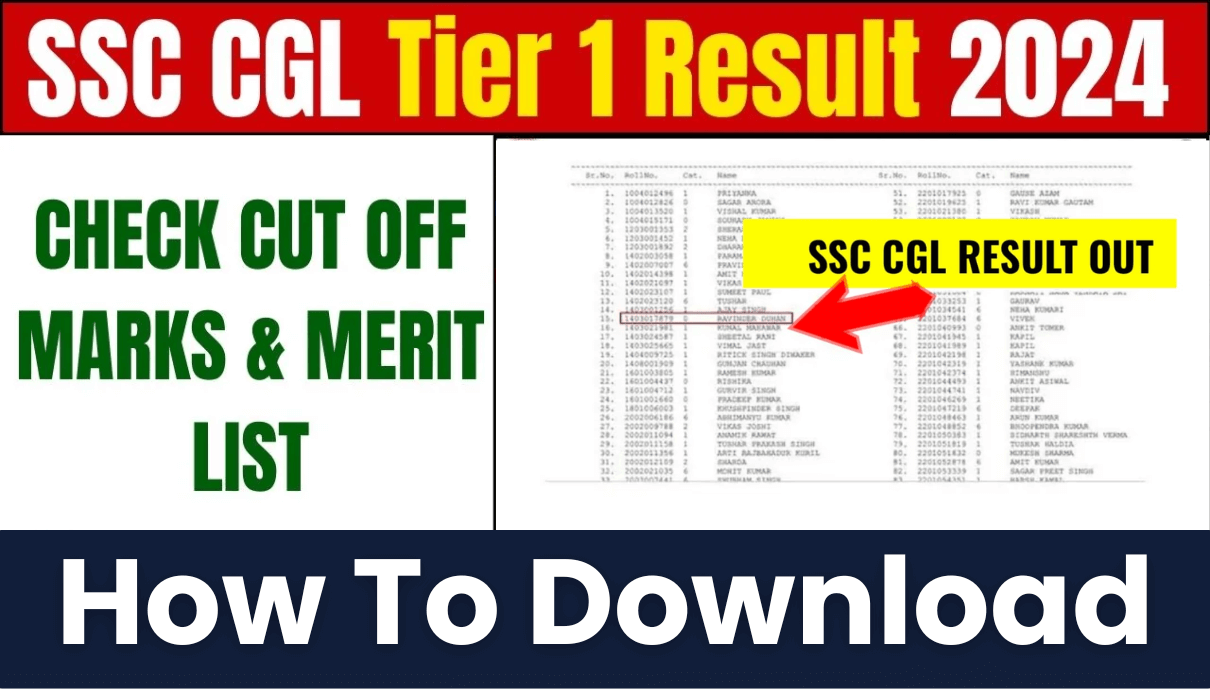 SSC CGL Result 2024 & Cut-Off for Tier 1 Exam Download Link & Merit List