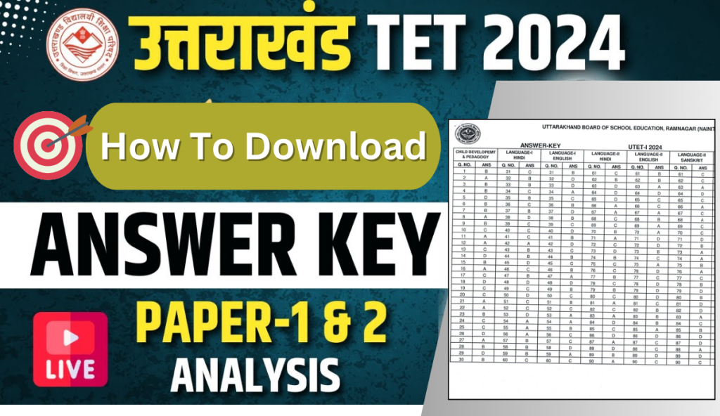 UTET Answer Key 2024 Released: Download Paper 1 and 2 PDF Now At ukutet.com 