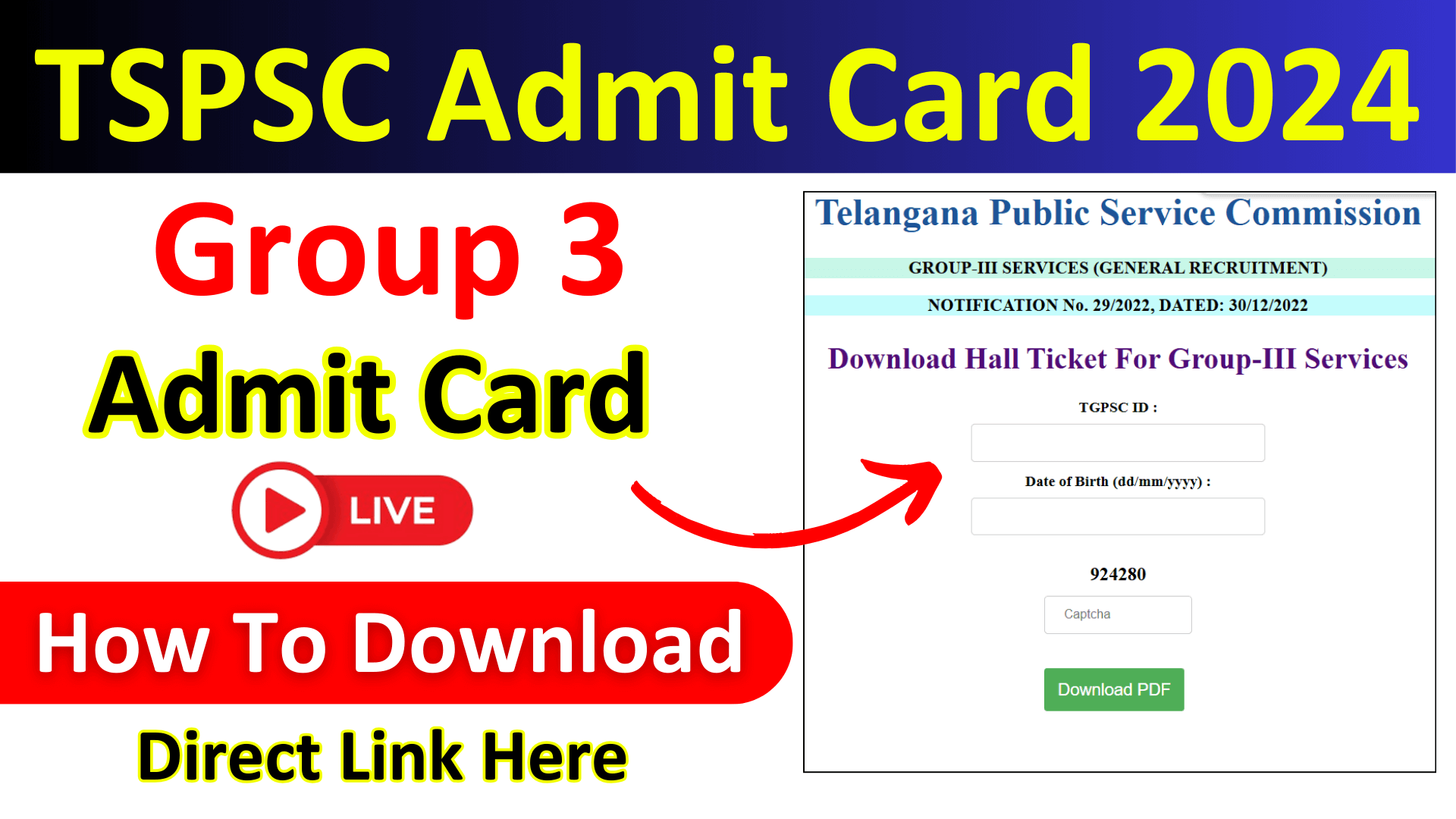 TSPSC Group 3 Hall Ticket 2024 Link | TSPSC Admit Card 2024 Download Link