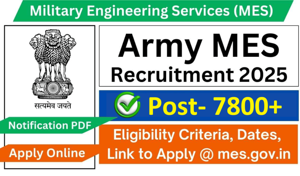 ARMY MES Recruitment 2025 Notification | 7800+ Posts, Apply Online