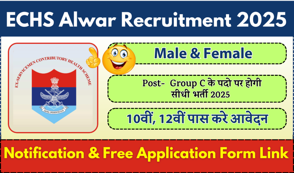 ECHS Alwar Recruitment 2025 Notification » Group C Posts | Free Application Form