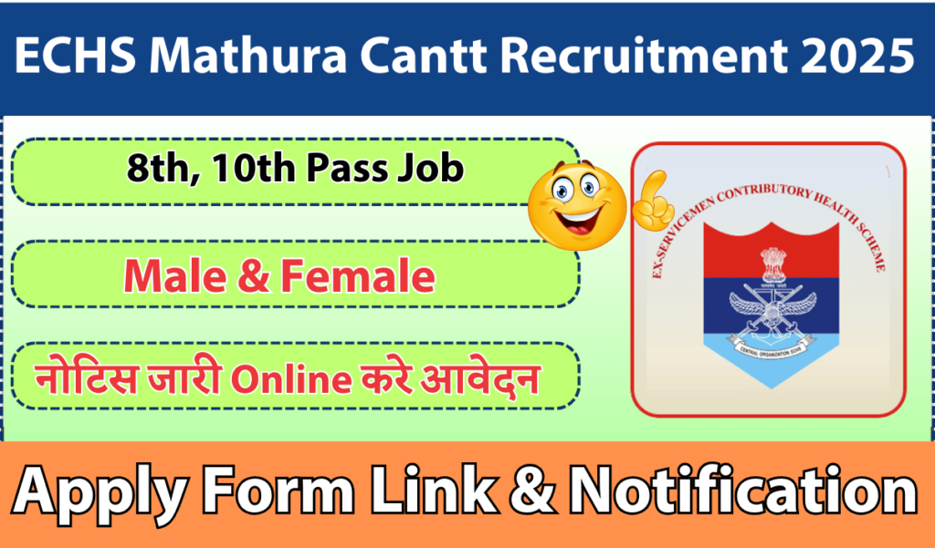 ECHS Mathura Cantt Recruitment 2025 » Notification Out- All India