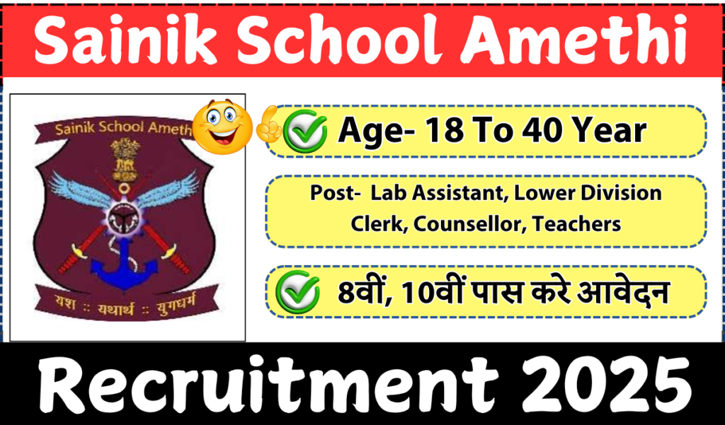 Sainik School Amethi Recruitment 2025 » Group C Posts | Notification Out For Free Application Form