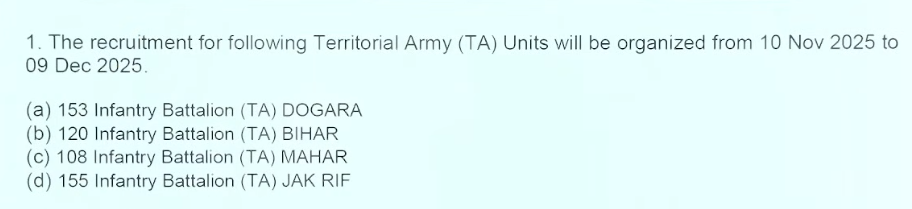 TA Army Bharti 2025 Date | Official Notification | 1,2,3,4 Zone Rally Details