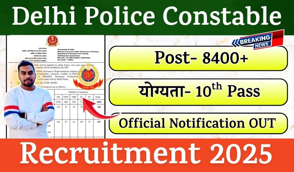 Delhi Police Constable Recruitment 2025 Notification | 8400+ Posts, Apply Online Delhi Police Constable Recruitment 2025 Notification | 8400+ Posts, Apply Online