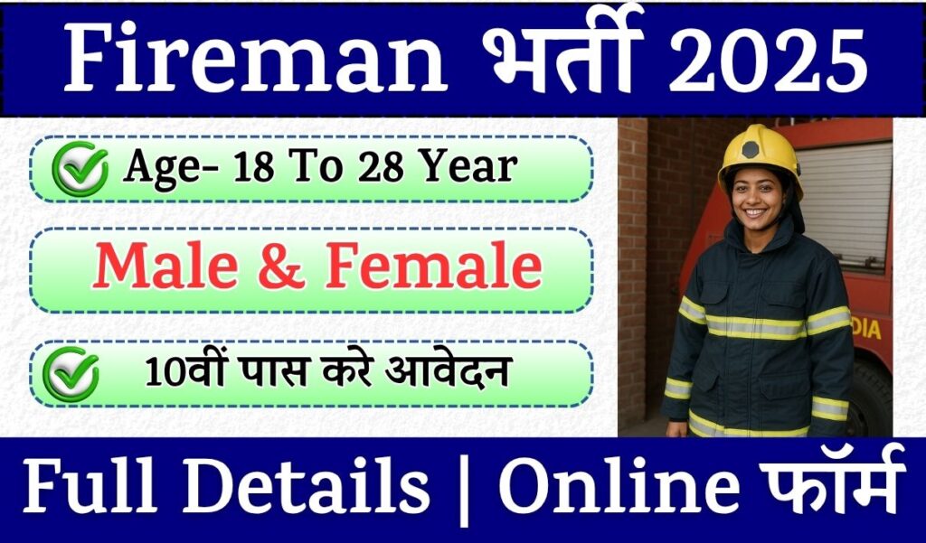 Fireman Recruitment 2025 Notification » 290+ Post | Apply Online