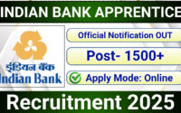 Indian Bank Apprentice Recruitment 2025 » 1500+ Posts | Official Notification OUT For Apply Online