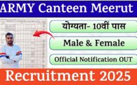 ARMY Canteen Meerut Recruitment 2025 » Cleaner & MTS Posts | Notification and Application Form